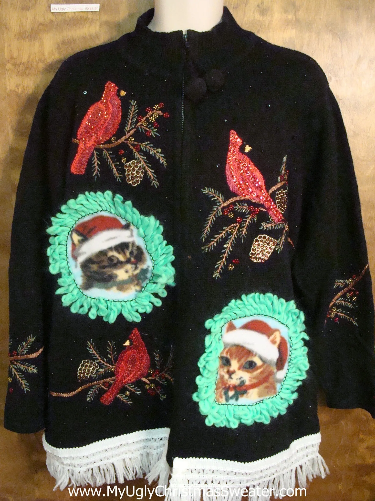 Cats Tempted By Robins Ugly Christmas Sweater