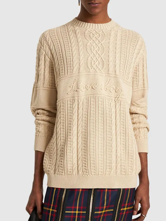 Charles Jeffrey LOVERBOY   Linen &amp; cotton knit crewneck sweater 