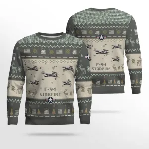 F-94 Starfire F94_Aircraft Ugly Sweater, Ugly Sweater Christmas Shirt for Men Dad Veteran