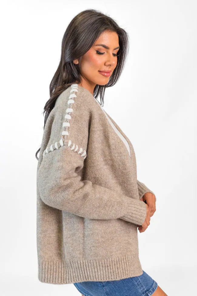 In Our Moment Taupe Stitch Detail Cardigan FINAL SALE