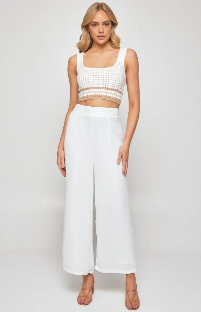 Katia white  pants- wide legged linen like pants