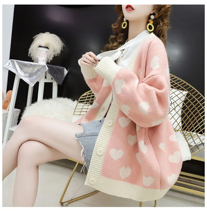 Kawaii Knit Love Heart Cardigan Sweater - Wrap Yourself in Love! ❤️🧥
