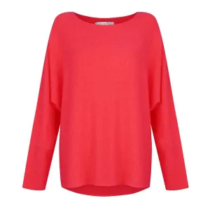 Mya Lightweight Boxy Jumper in Coral Red