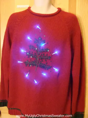 Need to Buy Christmas Sweaters? Soft Red Light Up Sweater with Bling