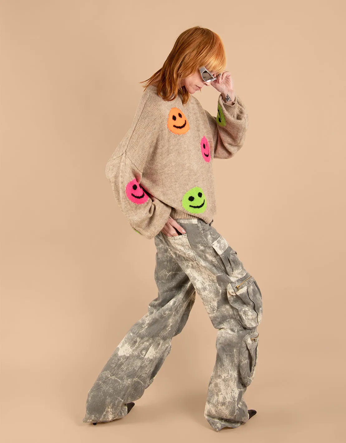 Smiley patches sweater