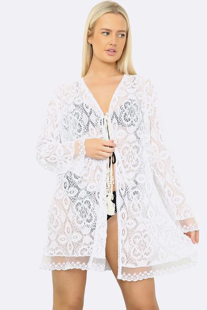 Tassel Tie Trim Lace Italian Tunic