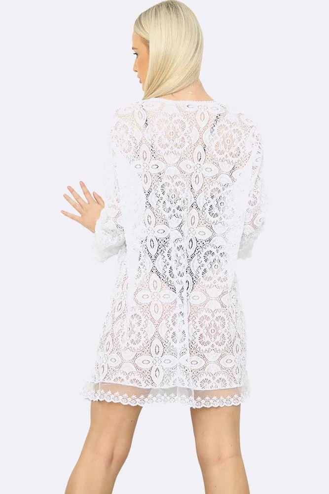 Tassel Tie Trim Lace Italian Tunic